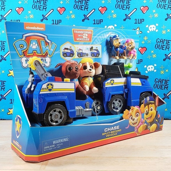 Paw Patrol Chase Split-Second 13" Vehicle 2-in-1 Transforming Police Cruiser - Picture 3 of 12